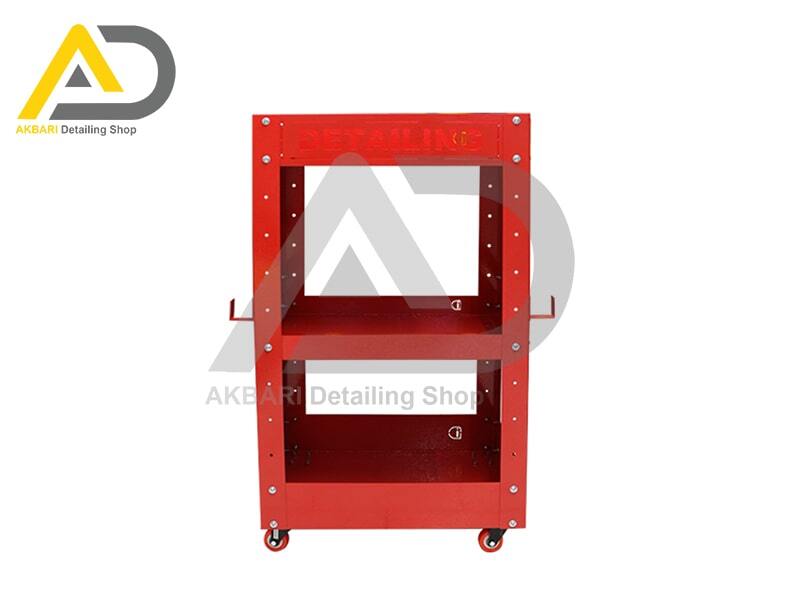  میز ترولی سه طبقه قرمز مخصوص مراکز دیتیلینگ مدل Detailing Trolley 2076 