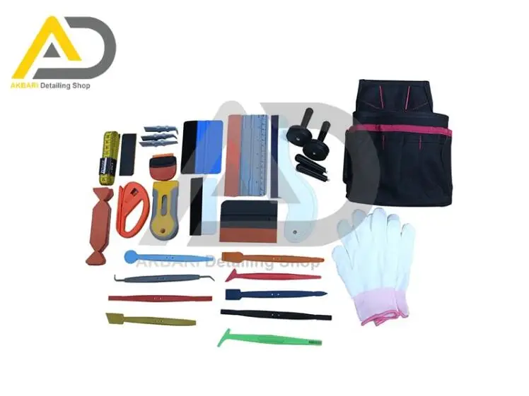 کیت ابزار نصب کاور و پوشش شیشه و بدنه خودرو همراه با کیف حمل Car Wrapping Installation Tools Kit